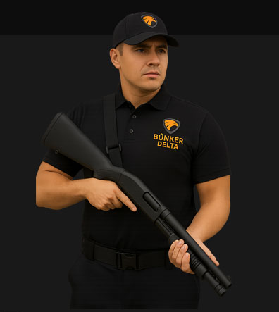 Guardia armado con uniforme táctico