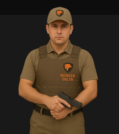 Guardia armado con uniforme táctico